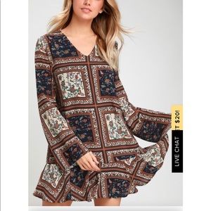Lulu’s tribal print long sleeve dress.